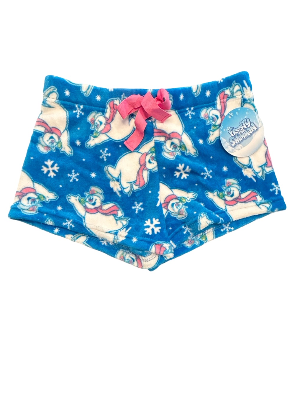 blue frosty the snowman print super soft cozy fleece sleep lounge shorts NWT LG
